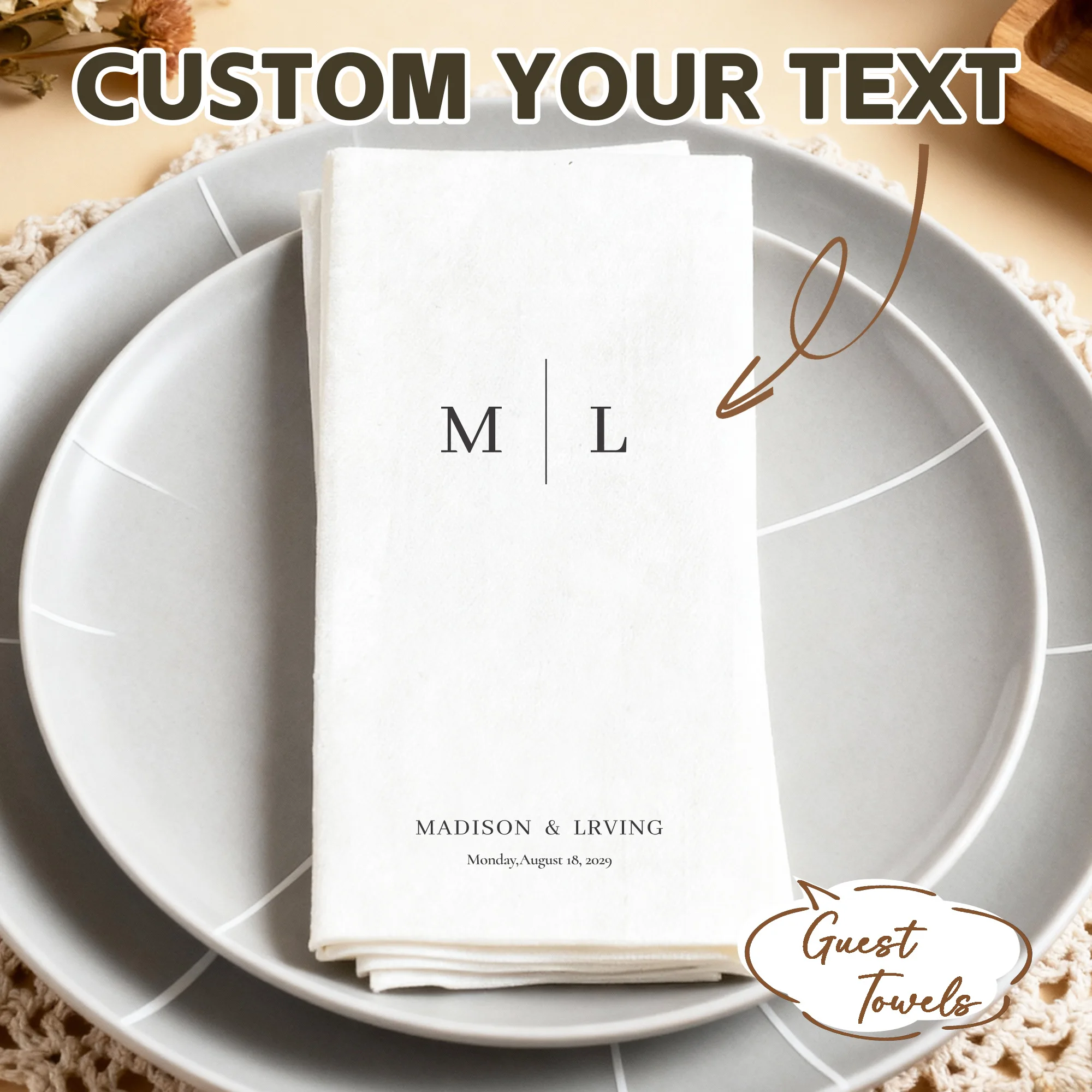 Custom Wedding Napkins Disposable Personalized Dinner Cocktail Napkins Custom Paper Napkins of Your Text for Party Birthday Dec