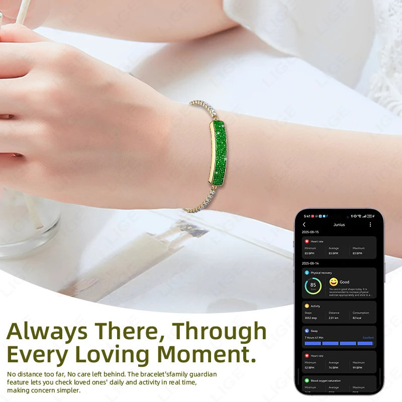 LIGE No Screen Smart Watch Woman Sports Fitness Heart Rate Monitor 5ATM Waterproof Fashion Diamond Smartwatch For Andrio IOS New