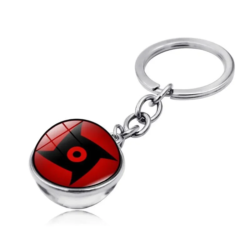 Naruto Cartoon Keychian Uchiha Sharingan Anime Action Figures Sasuke Eye Double Sided Glass Ball Keychain Pendant Toys Gifts