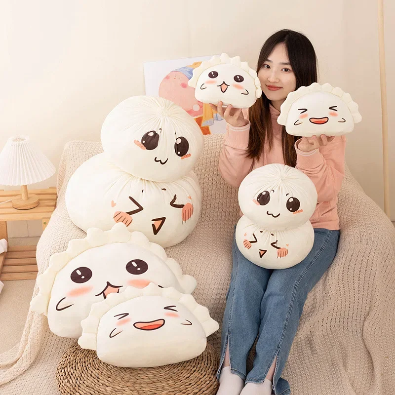 25/35/45cm Creative Bun Shape Plush Toys Stuffed Soft Dumplings Pillow Kawaii Cushion Simulation Food Doll Gifts Home Ornament