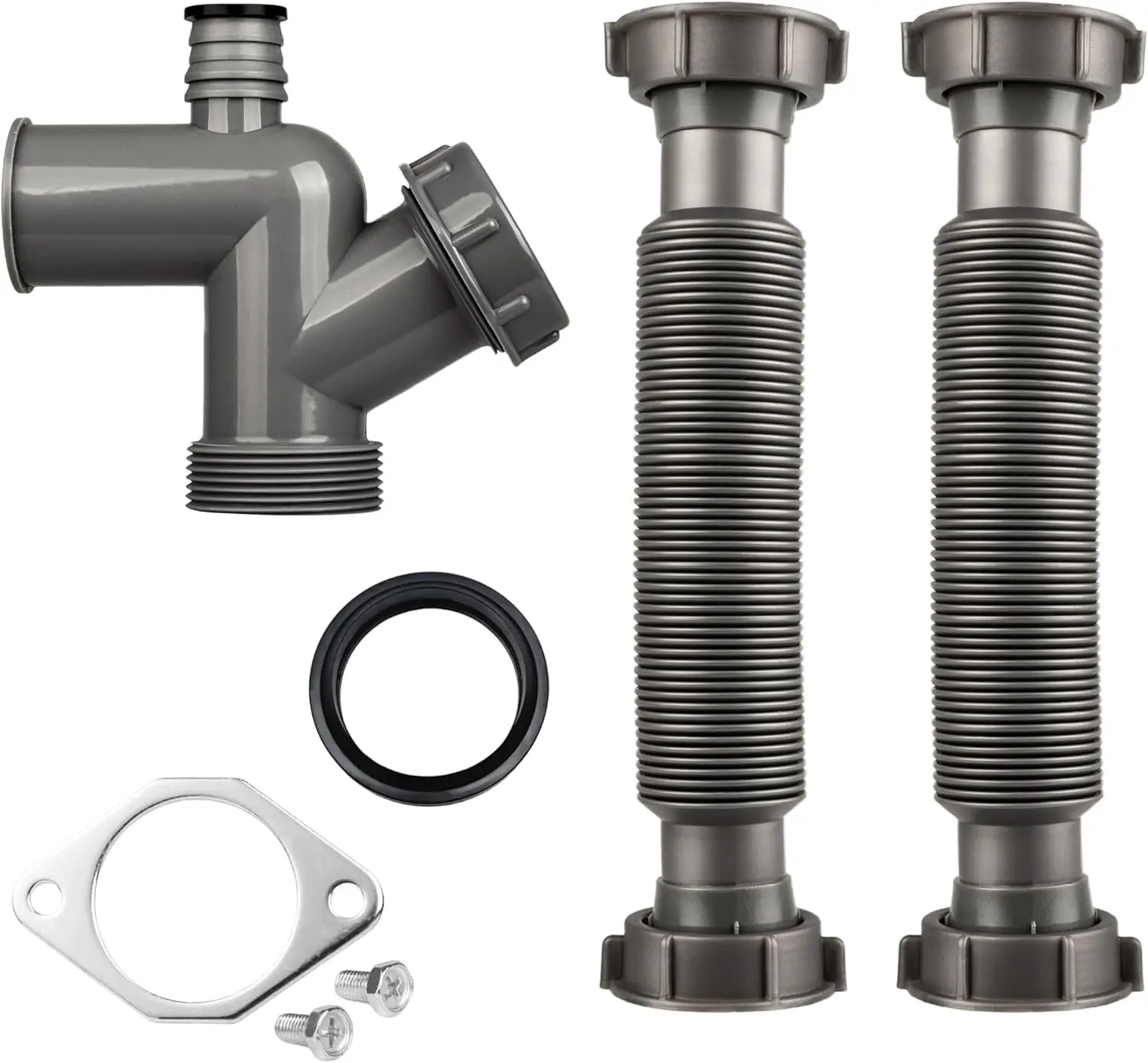 

Garbage Disposal Drain Kit, Elbow Replacement, 1-1/2" Pipe Diameter, Includes Elbow, Flange, Gasket, Two Screws, and Two