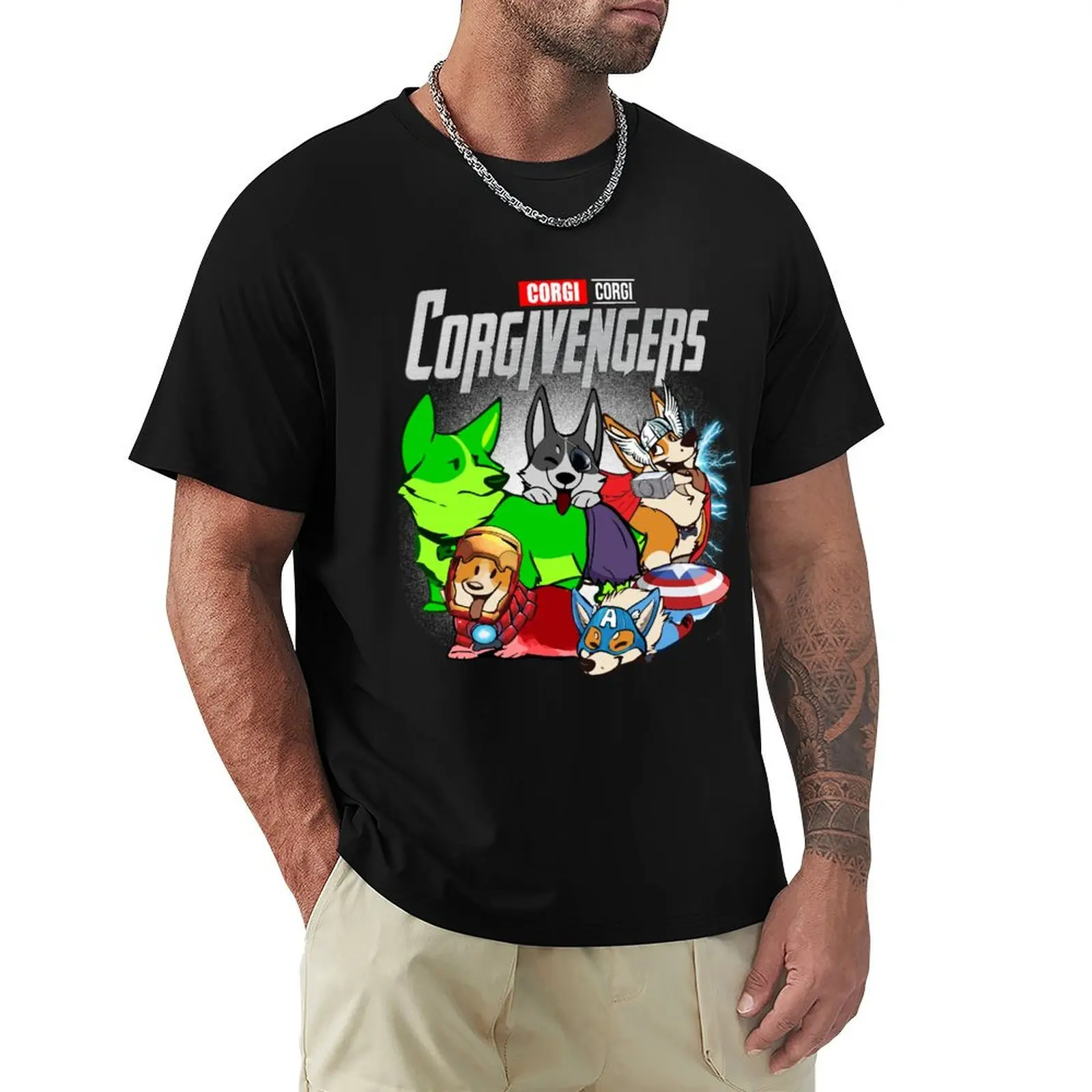 CORGIVENGERS ASSEMBLE, Cute Corgi Dog Lovers T-Shirt High Elasticity Sports T-Shirt