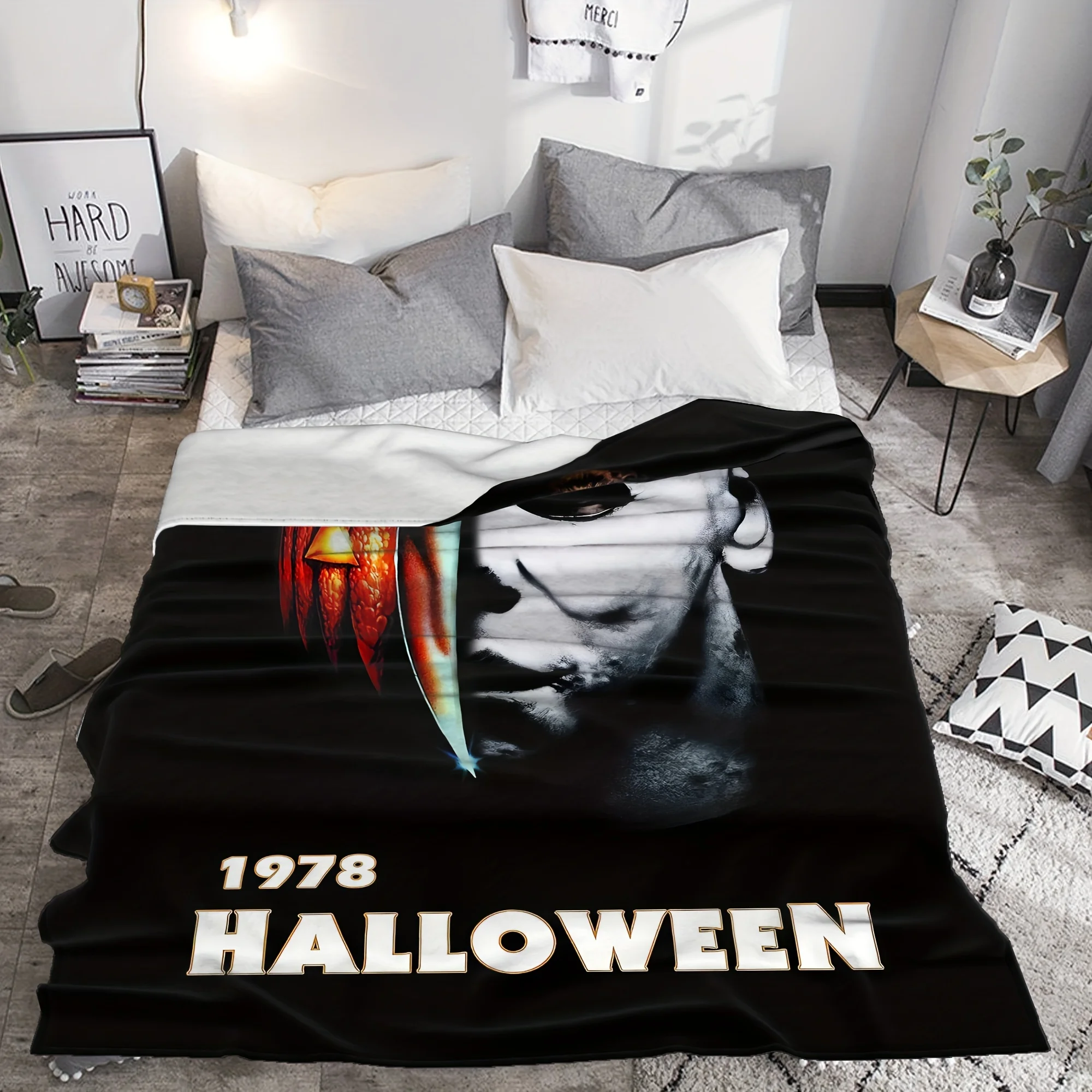 Halloween Small Blanket, Halloween Horror Movie Small Blanket, Halloween Blanket - For sofa, bed, travel, camping, living room,