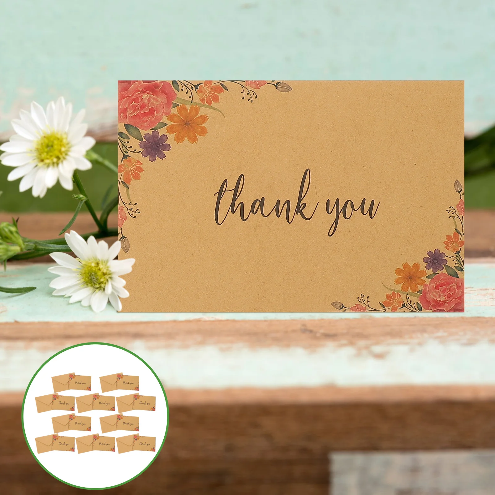 

10pcs Kraft Thank You Vintage Memo For Christmas Birthday Party Multi-Use Kraft Paper Greeting Cards Bulk Thank Cards Retro Chic
