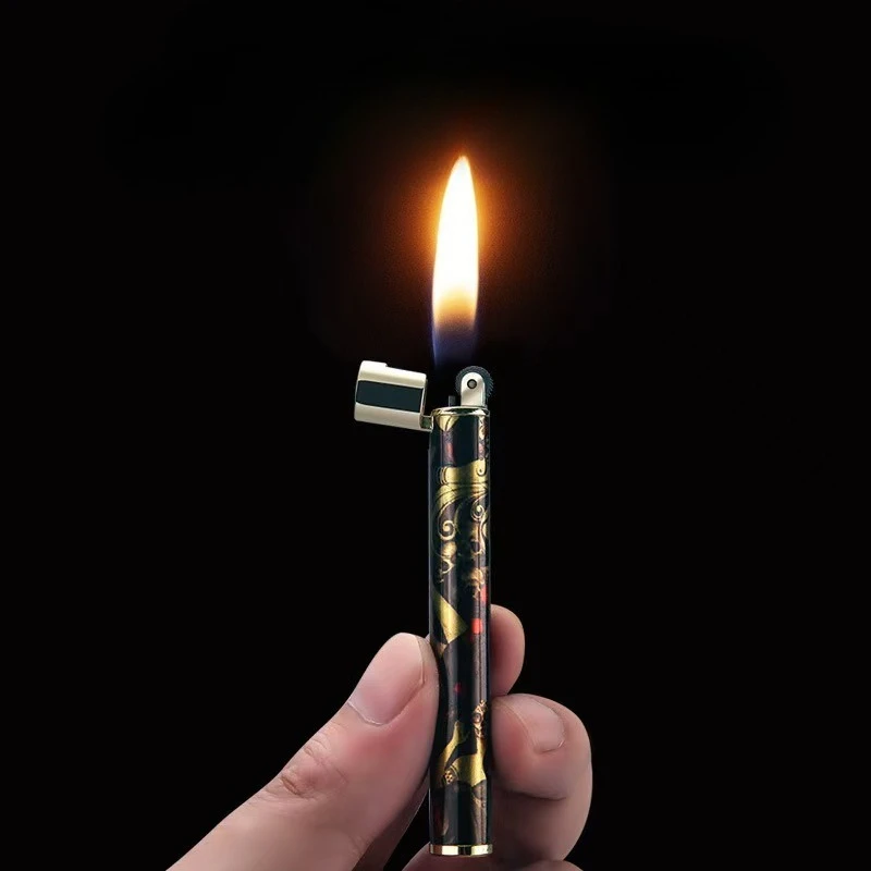 HONEST Butane Creative Slim Gas Lighter Mini Women's Open Flame Grinding Wheel Retro Personality Smoking Set - view 3