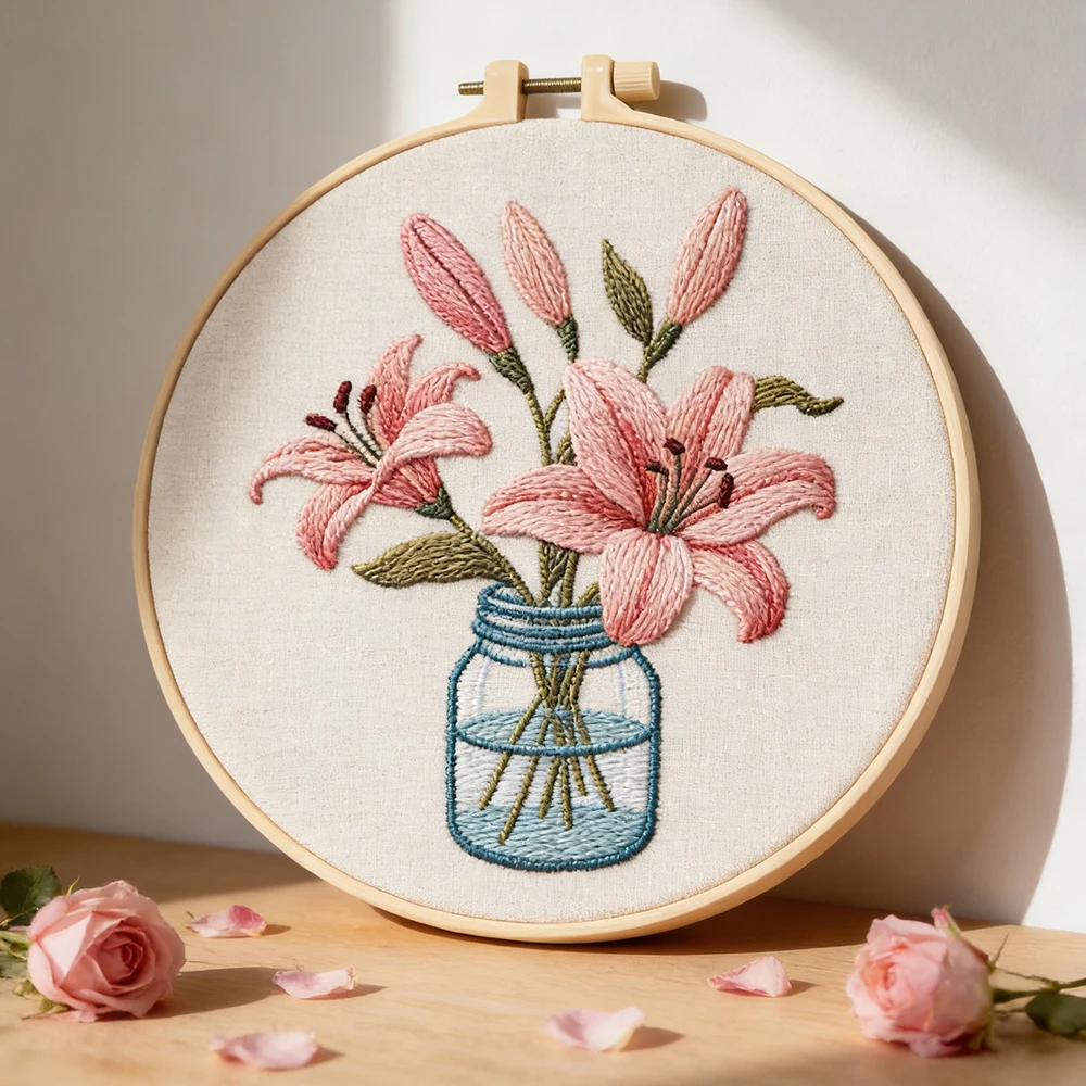 

Набор для вышивания «Цветы»: вышивка крестом, узор вазы, художественные принадлежности для шитья, полный комплект для рукоделия, декор для дома