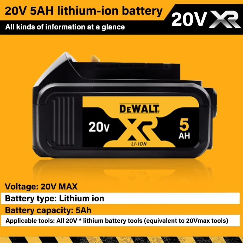 Original DEWALT battery 20V, 5AH, rechargeable lithium-ion battery, DCB115, DCB118, fast charging, DEWALT tool battery,