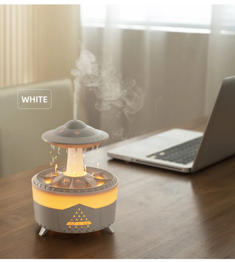 350 ml Aroma Luftbefeuchter Mini USB Fernbedienung Regentropfen Bunte Licht Aromatherapie Zimmer Regen Wolke Aroma Öl Diffusor – Detail 15