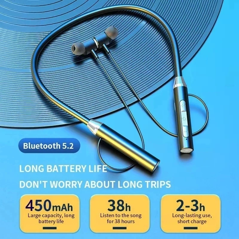 Kablosuz kulaklıklar Bluetooth 5.2 boyun bandı manyetik spor su geçirmez kablosuz kulaklık Xiaomi Huawei iPhone için TWS kulaklık