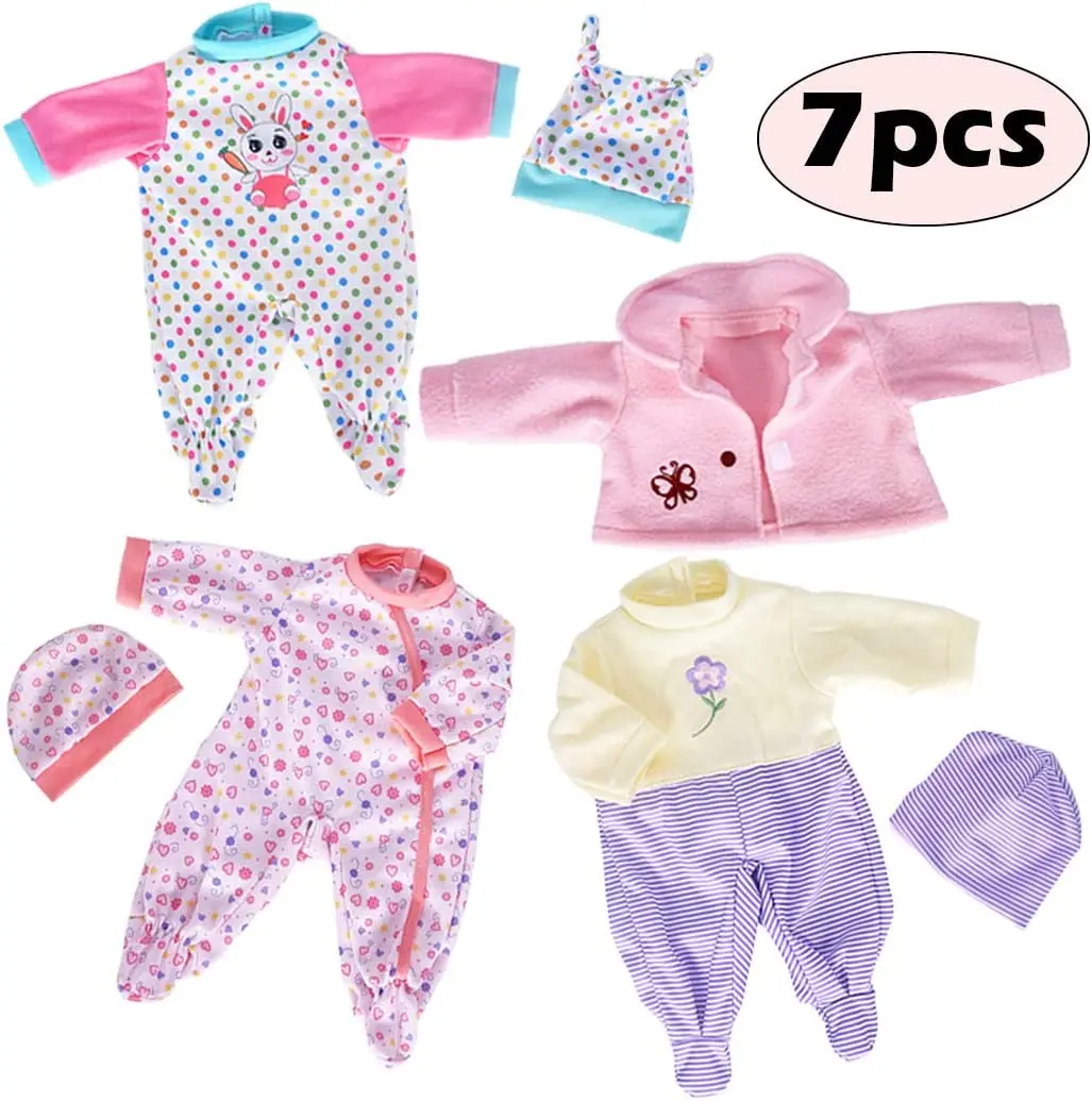

3 Sets Reborn Doll Clothes Babydoll Clothes Fit for 16-17 Inch Baby Dolls,15 inch Dolls(Total 7 Piece)