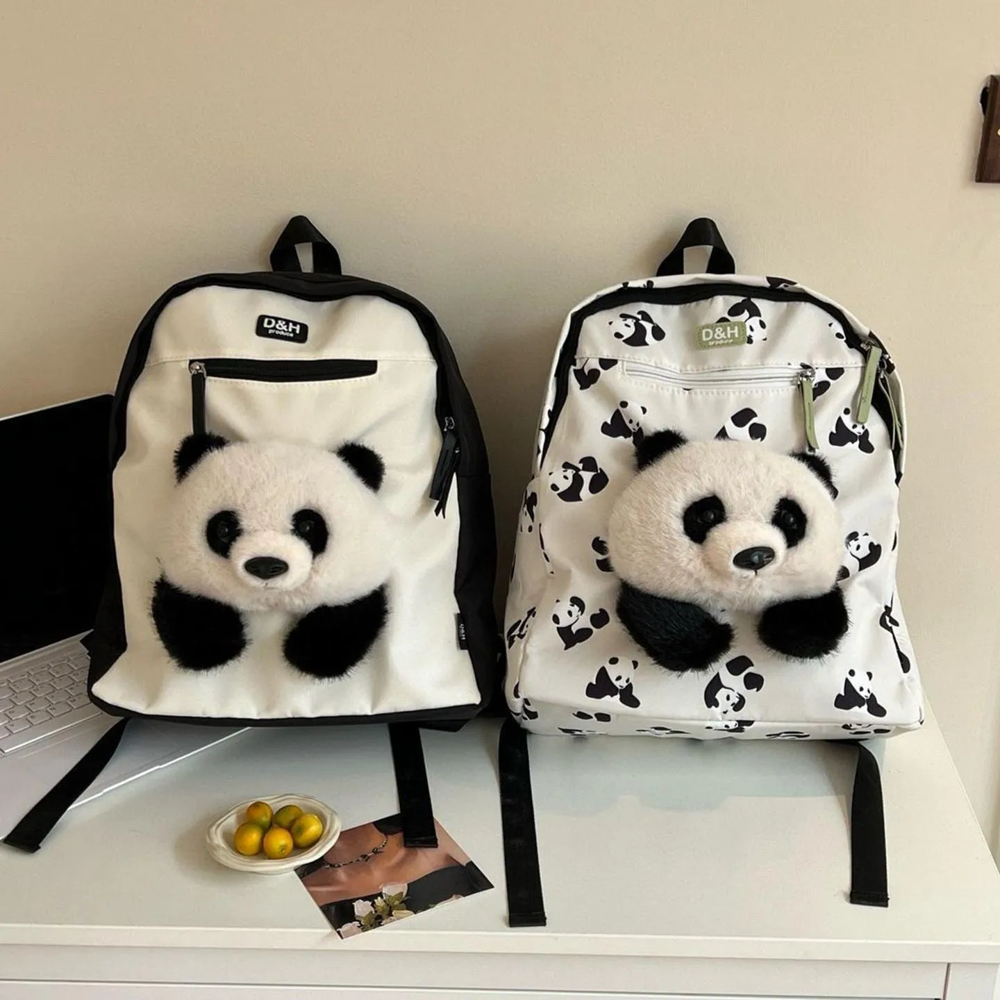 Panda He Hua Backpack Fashion Cartoon Cute Panda Souvenir Student School Bag Teenage Lightweight Large Capacity Durable Backpack