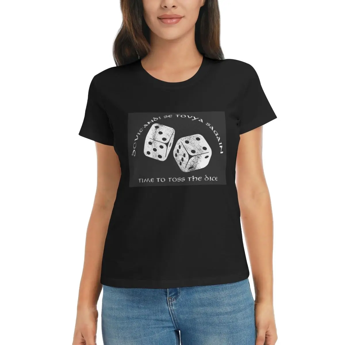 

Женская футболка Time To Toss The Dice Wheel Of Time Летние футболки с короткими рукавами и круглым вырезом Хлопковые футболки Одежда Топы Уличная одежда