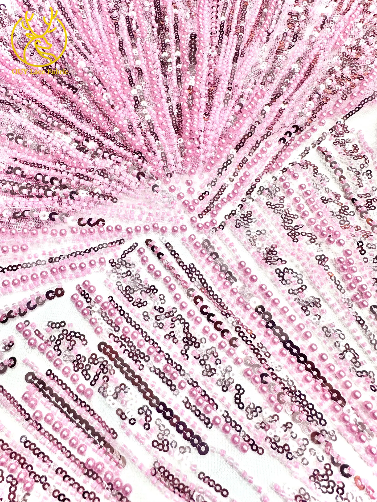 Afrikanischer Perlen-Spitzenstoff 2026 Heißer Verkauf Nigeria Französischer Tüll-Pailletten-Spitzenstoff für Party-Abendkleid-Nähmaterial 5 Yards – Detail 21