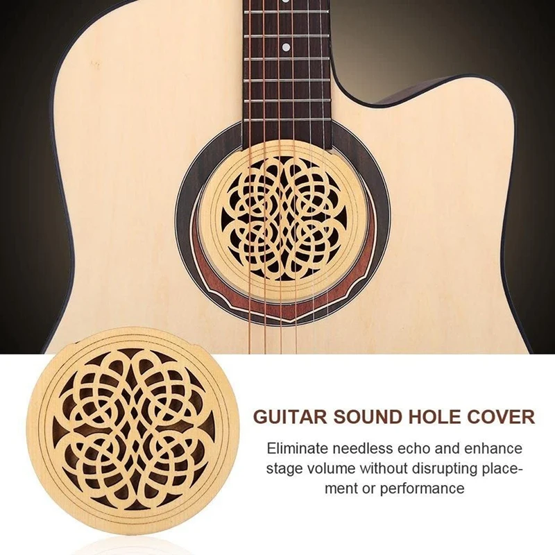 New Guitar Soundhole Wooden Sound Hole Cover Block Feedback Buffer For EQ Acoustic Folk Guitars Pickup