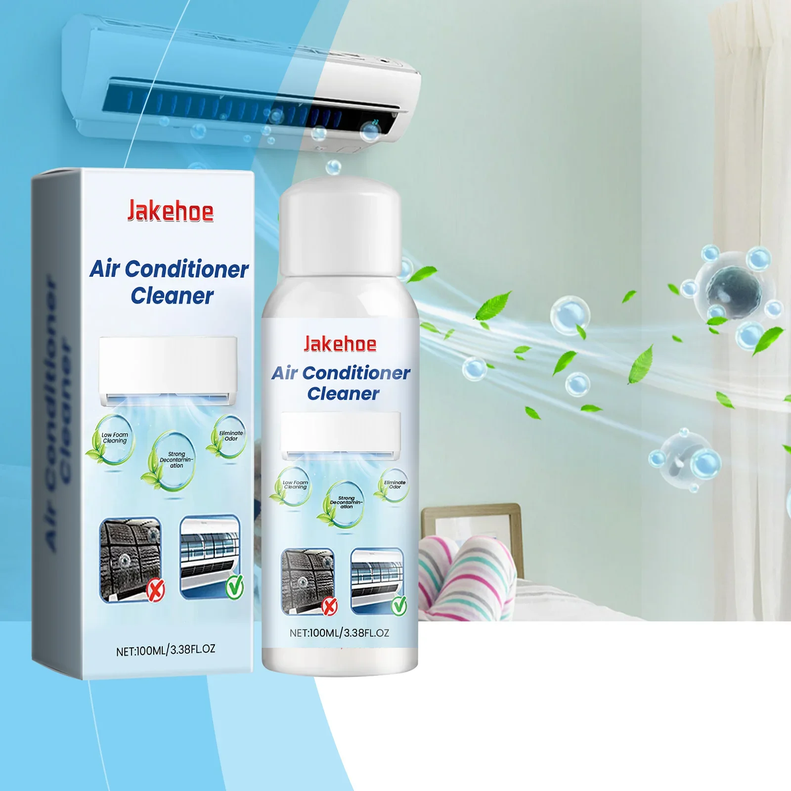 Limpiador Interior de aire acondicionado de 100ML, limpiador de gabinetes para el hogar, No es necesario desmontar, limpiador descalcificador y desodorizante en aerosol