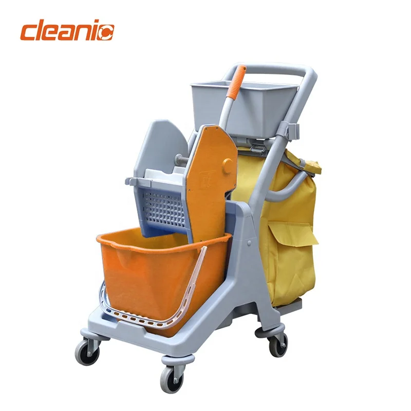 عربة تنظيف بلاستيكية متعددة الوظائف صديقة للبيئة مع عجلات للفنادق والمطاعم والمكاتب والمراحيض