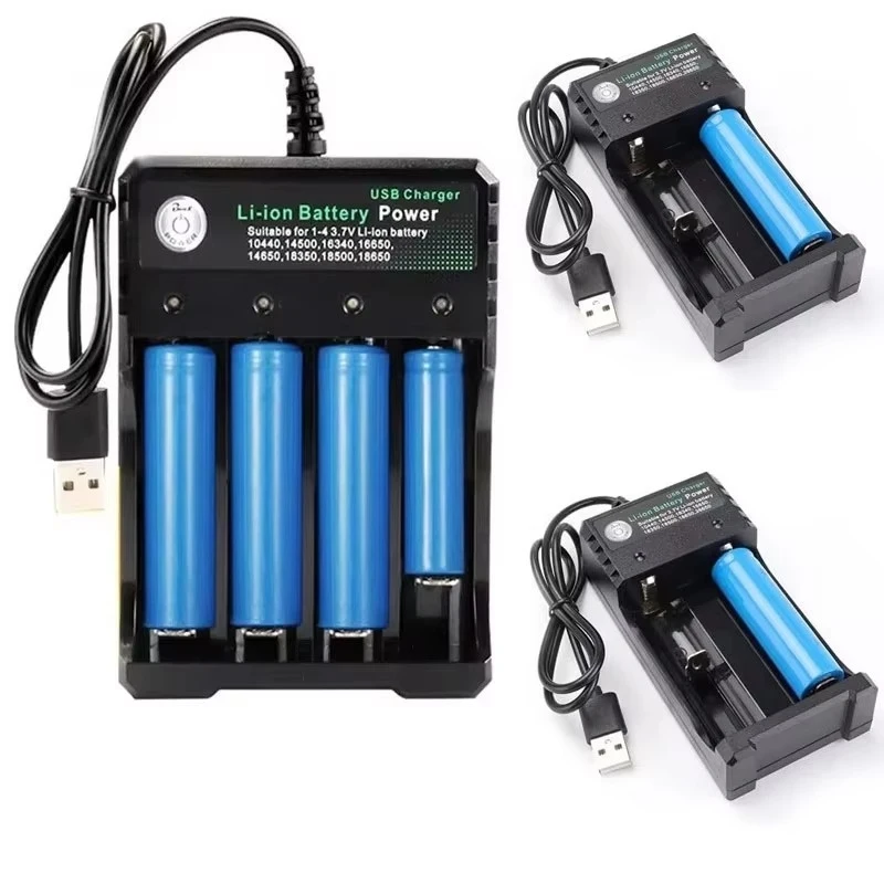 1-3 Stück Batterieladegerät mit 2, 3 oder 4 Steckplätzen, 110V/220V, USB-A-Anschluss für 18650-Lithium-Akkus, 3,7V wiederaufladbar