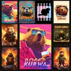 Spirit Animal Bober Kurwa Poster Self-adhesive Art Waterproof Paper Sticker Coffee House Bar Room Wall Decor