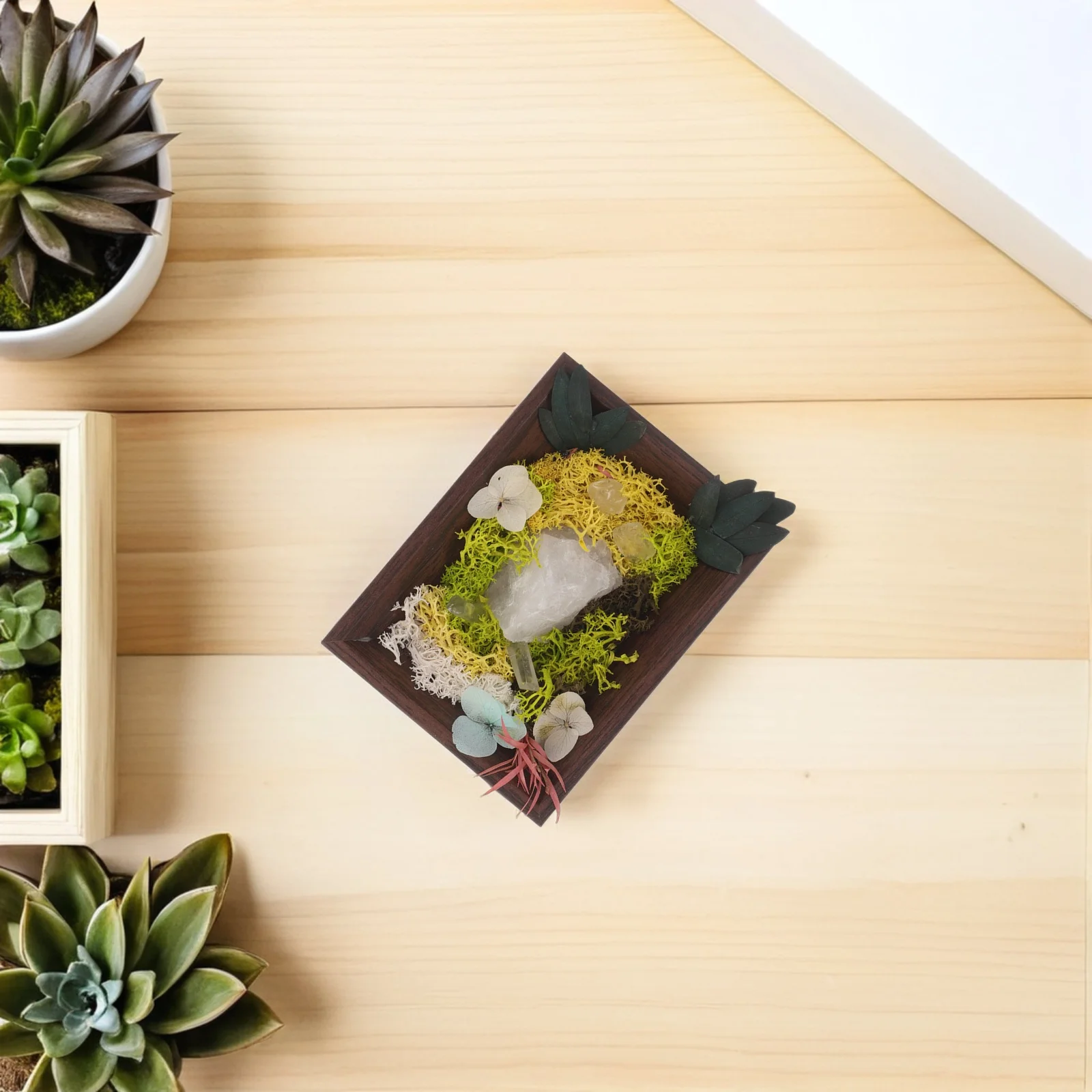 

Crystal Stone Photo Frame Desk Decorative Ornament Crystal Flower Tabletop Picture Frame Office Wedding Festival Home Decor