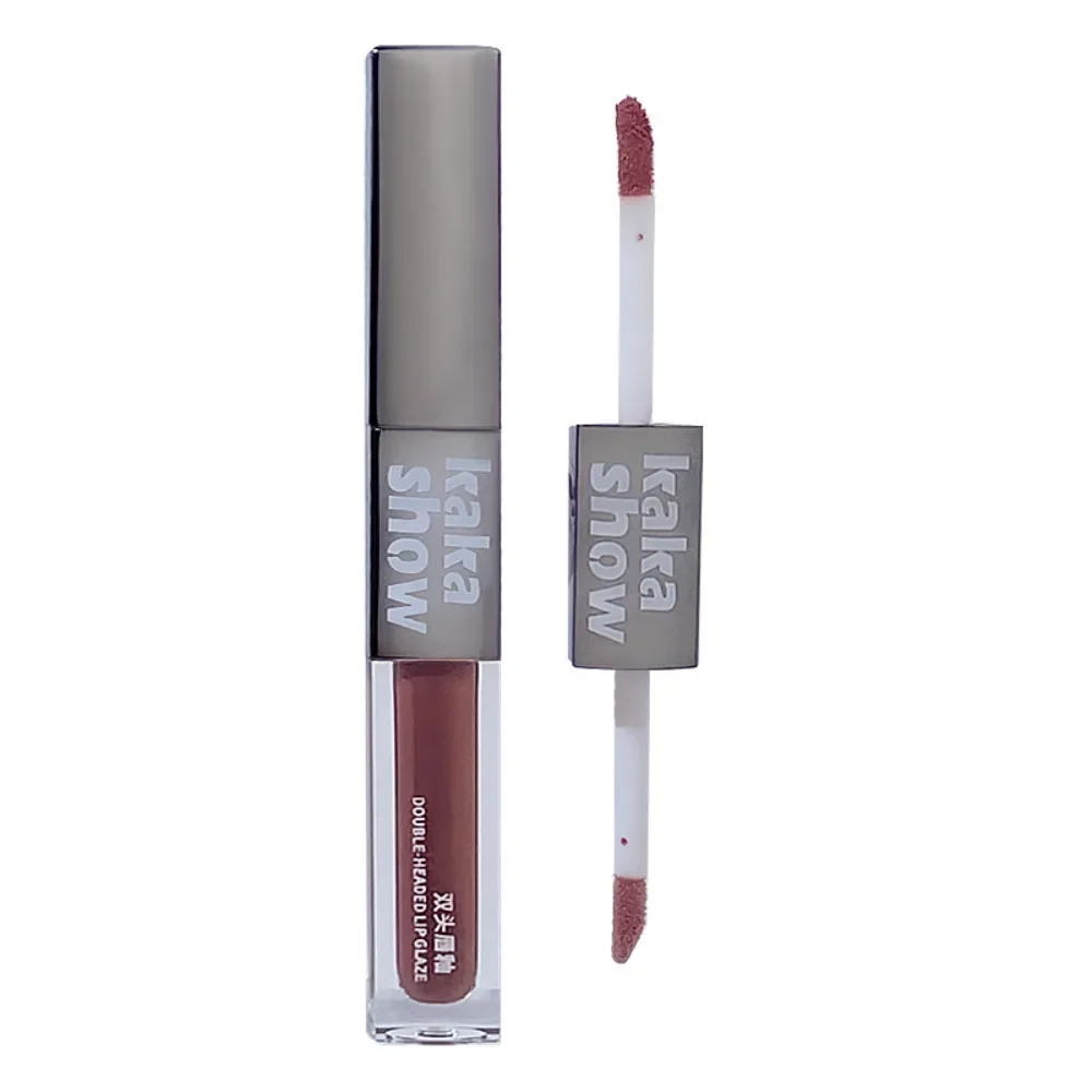 Double Head Lip Glaze Velvet Matte Finish Dual Effect Whitening Lipstick Moisturizing Girl's Heart Machine Lip Slime Cosmetics