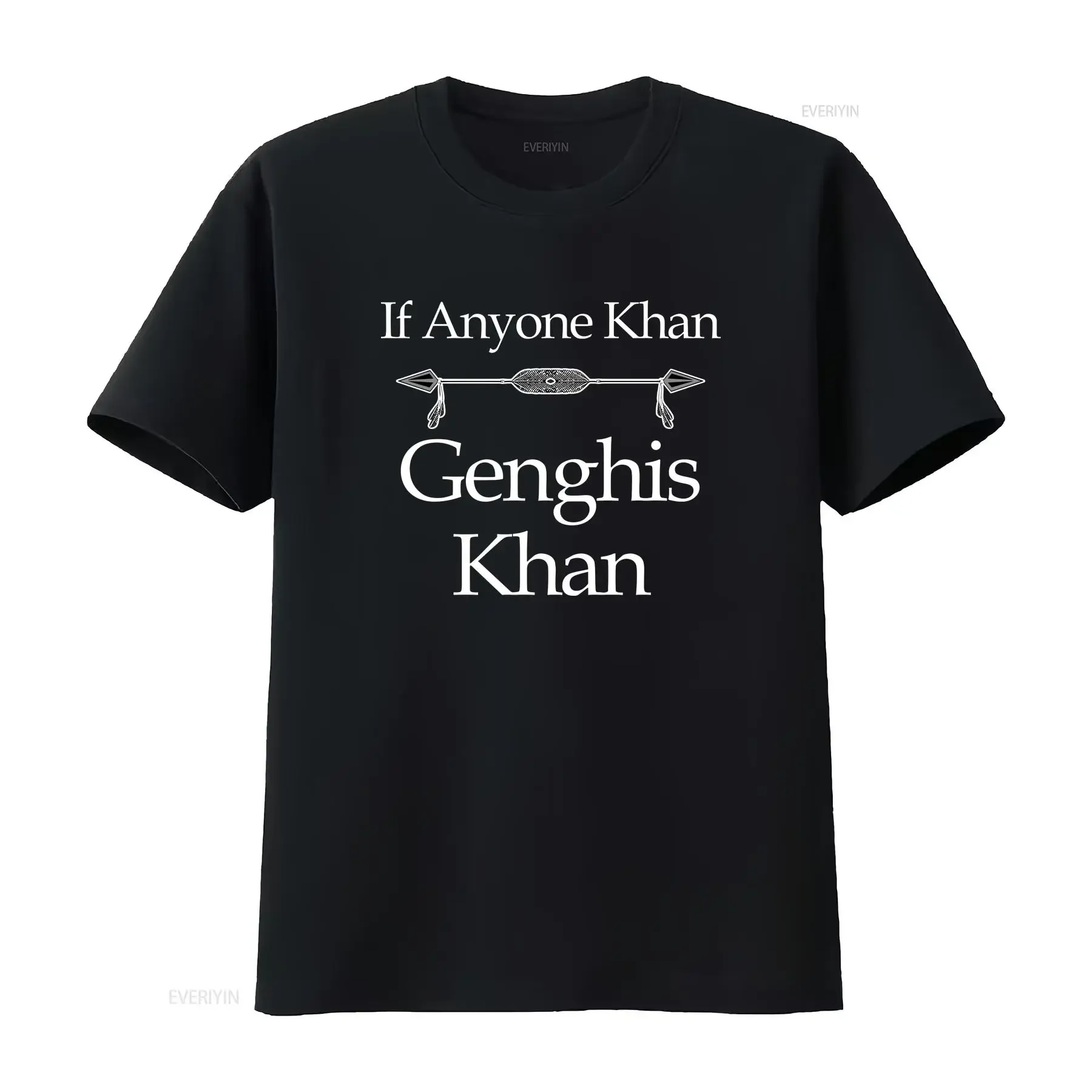 T-shirt unisexe ample style baseball vintage délavé doux et polyvalent If Anyone Khan Genghis Conqueror 2978