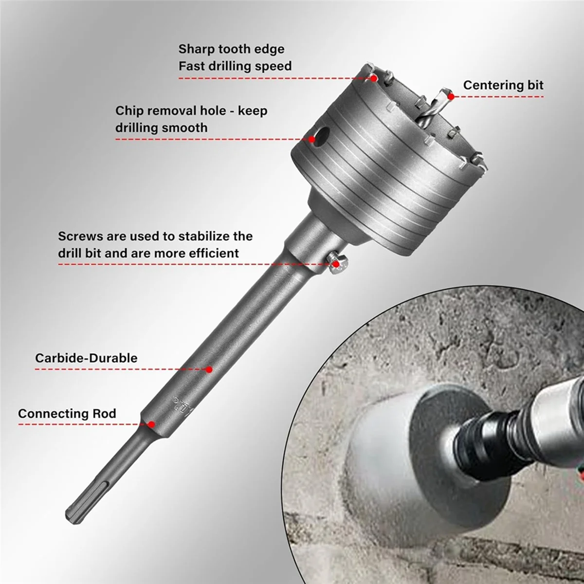

T61C_Concrete Hole Saw Kits Steel Wall Hole Cutter Drill Bit Sets