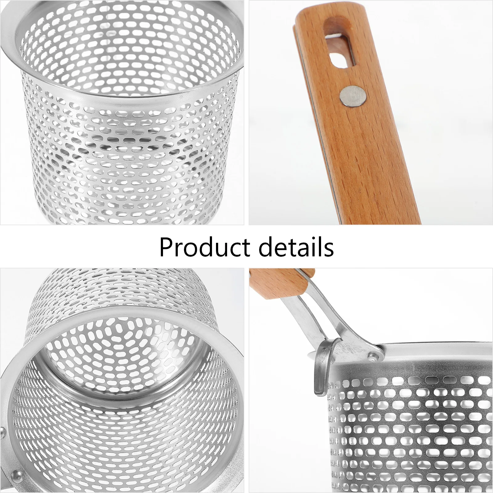 

1pc Stainless Steel Noodle Strainer Spoon Fine Mesh Pasta Basket For Hot Pot Frying Draining Kitchen Tool Colander