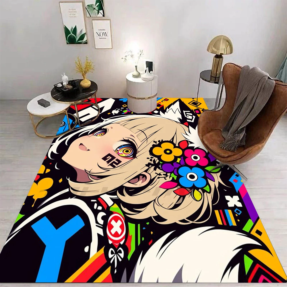 Cartoon Graffiti Girl Drinking Coffee Carpet Rug for Home Living Room Bedroom Sofa Doormat Decor Kid Game Area Rug Floor Mat
