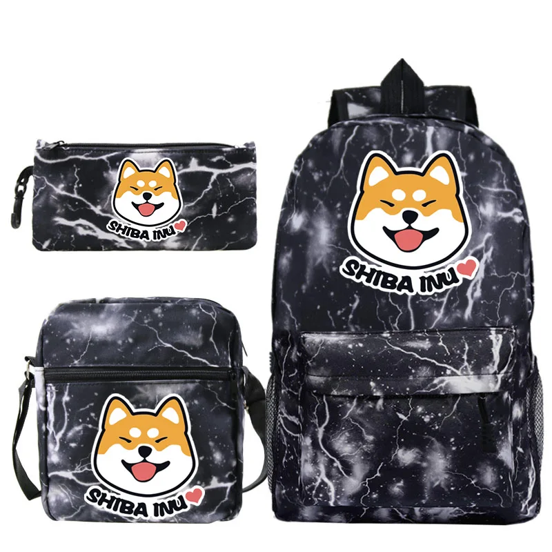 

Mochilas Shiba Inu Backpack For Boys Girls School Bags Men Women Laptop Rucksack for Teens 3 Pcs/Set Book Knapsack School Gift