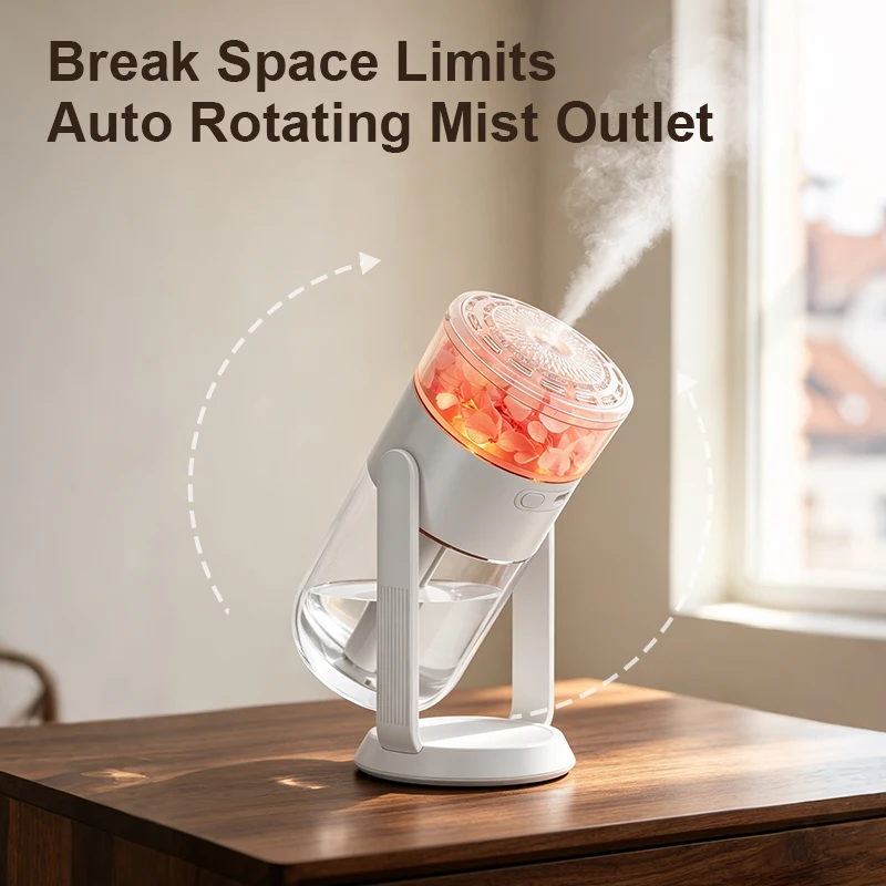 400ml Rotatable Humidifier USB Portable Mini Humidifier 7 Color Ambient Night Light 2 Spray Modes Ultra Quiet For Home Bedroom