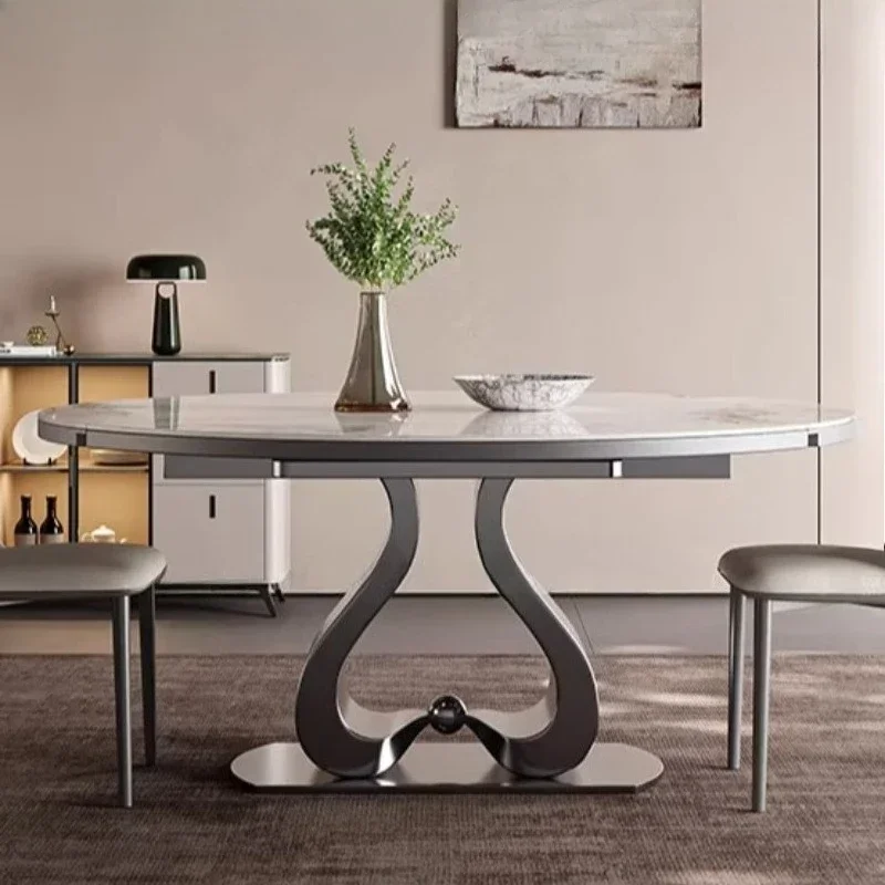 Round Rock Plate Telescopic Folding Square And Round Household Dining Table With Induction Cooker Tables Pliante Chairs Luxury