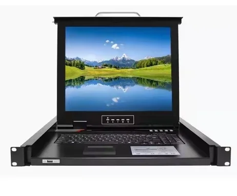 1port /4ports/8ports/16ports 1U Rack Mount 15inch LED KVM Switch With Touch Pad+Mouse VGA Support USB+PS2 OSD Menu KVM Drawer