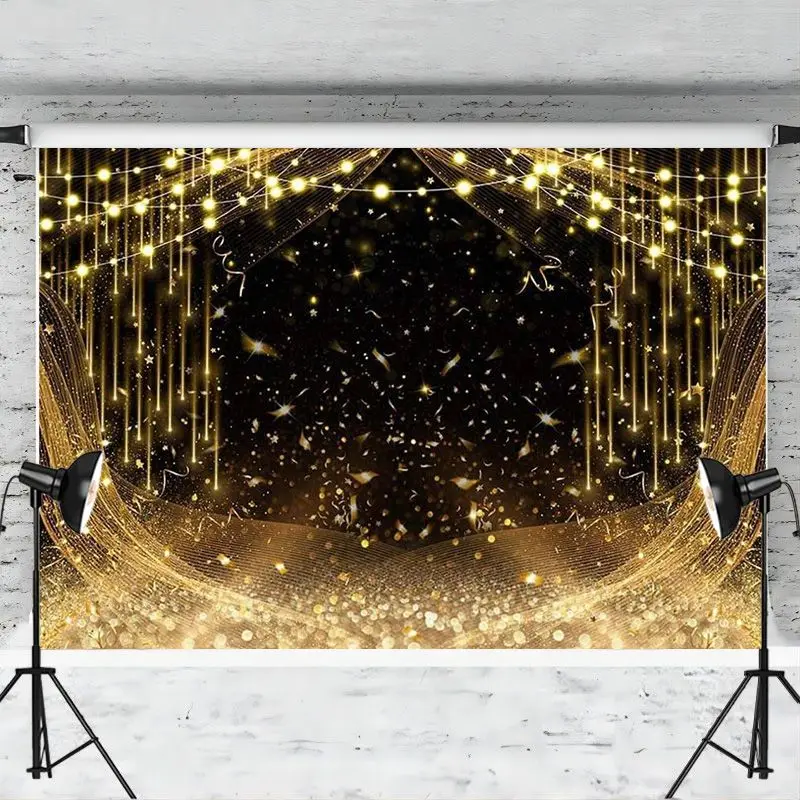 Black Gold Backdrop Glitter Bridal Shower Photography Background Wedding Birthday Bachelorette Graduation Prom Party Decorations