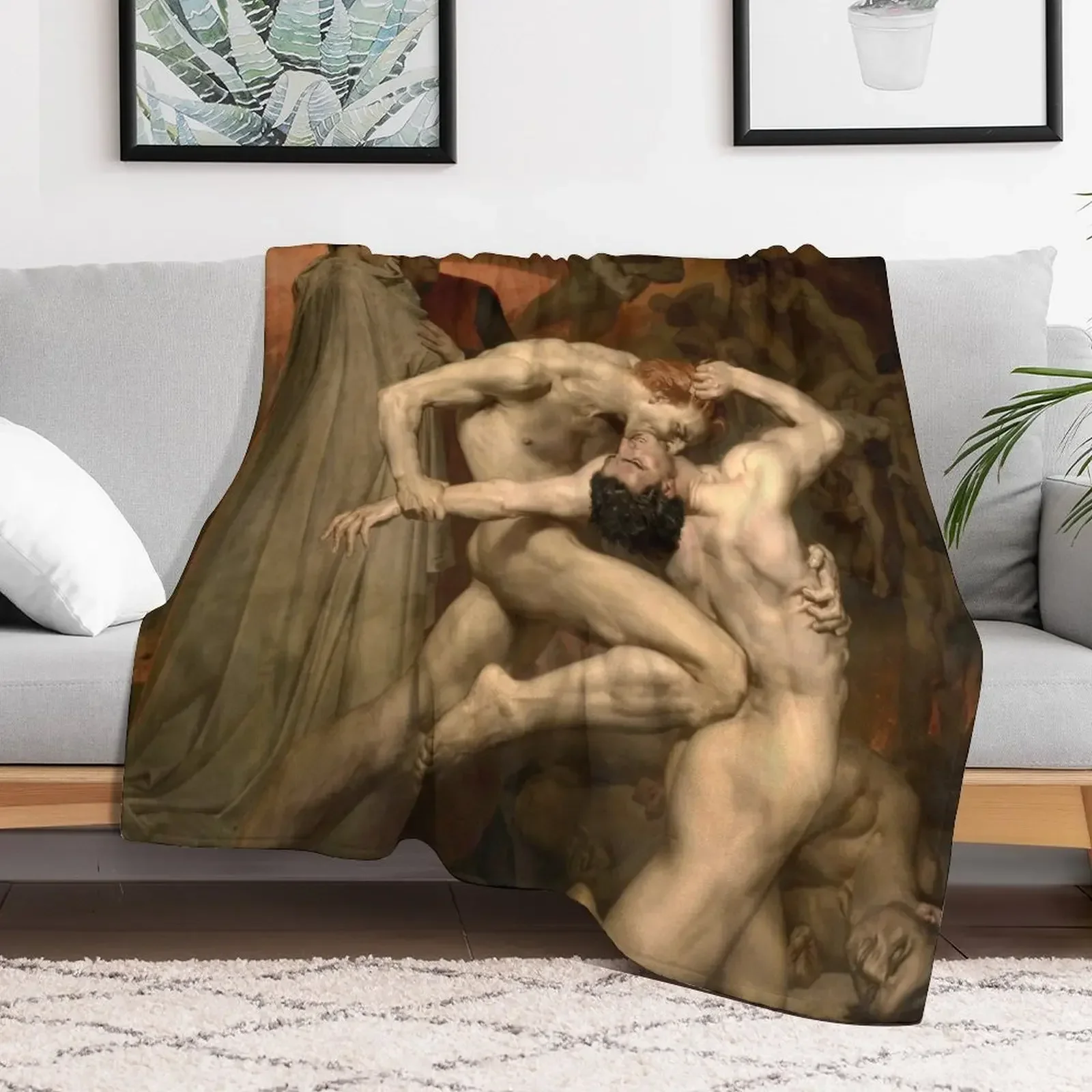 

DANTE AND VIRGIL - WILLIAM-ADOLPHE BOUGUEREAU Throw Blanket Winter beds Plush Blankets