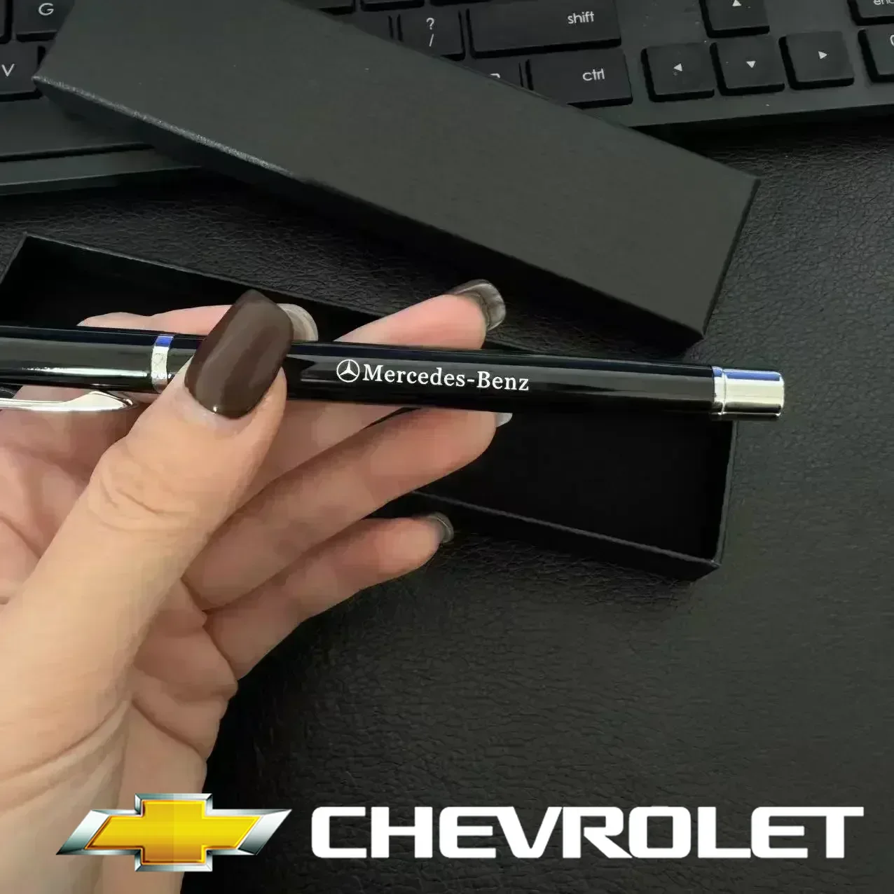 Caneta esferográfica portátil com emblema de logotipo de carro, peças automotivas para Mercedes Benz S320 W164 W203 W204 W168 C180 E320 A200 CLA Maybach C E S Class