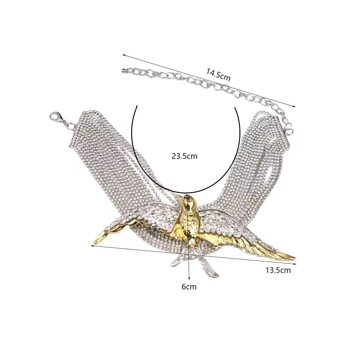 Exaggerated retro bird and swallow style fashionable multi-layer diamond necklace, a niche and elegant neckpiece.