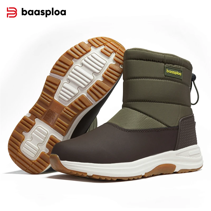 Baasploa-Botas de nieve impermeables para hombre, zapatos antideslizantes, resistentes al desgaste, gruesos, cálidos, de felpa, informales, para