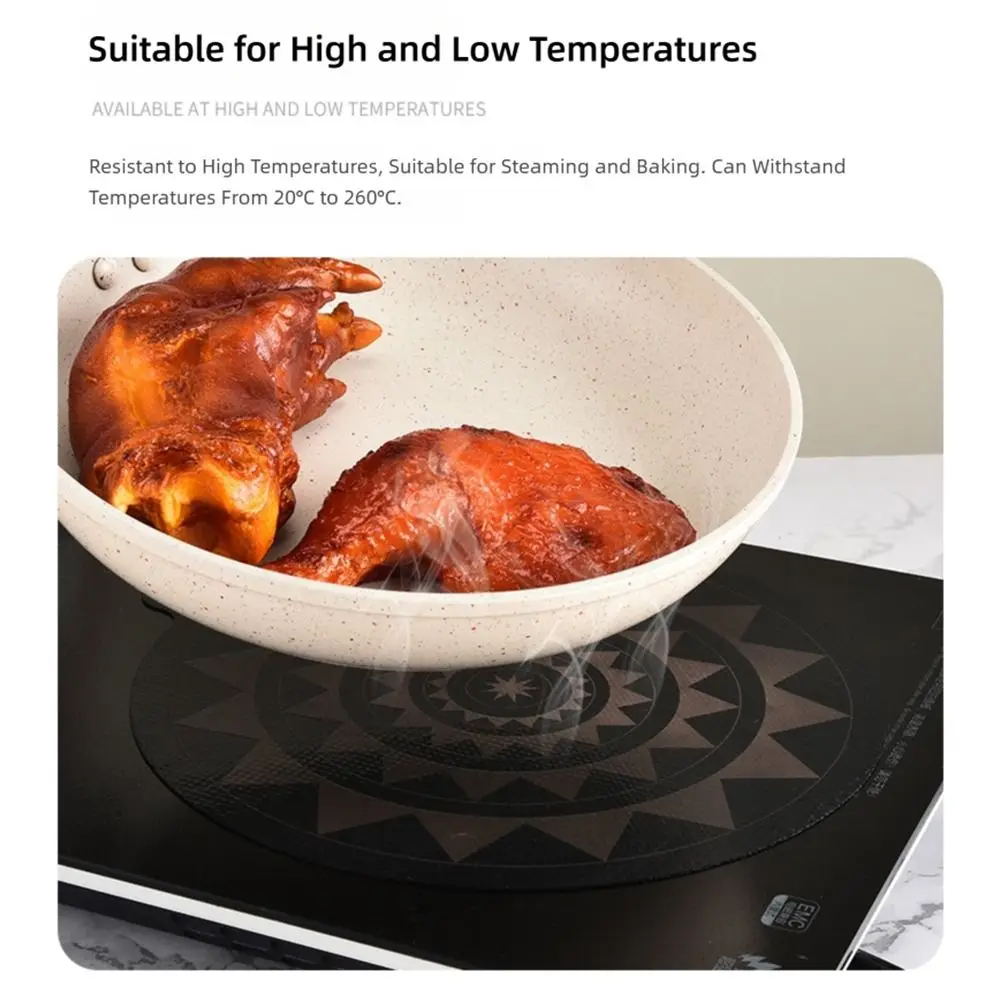Black Induction Hob Protector Mat Silicone High Temperature Resistance Induction Cooker Pad Anti Slip Placemat