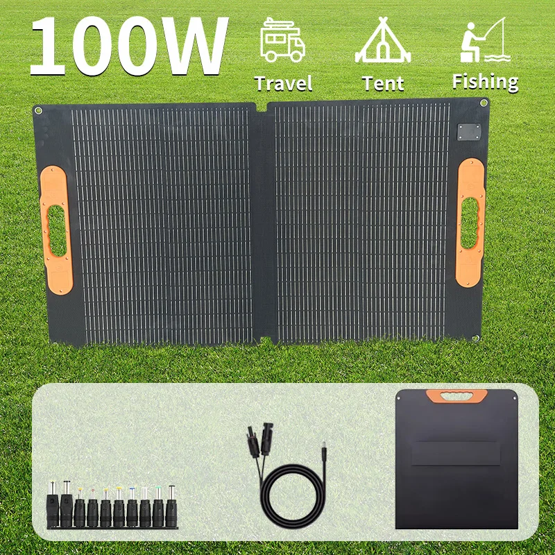 

solar panel 110W faltbares und tragbares kit solarSolarbatterieladegerät, Notstromversorgung für den Außenbereich für Kraftwerk