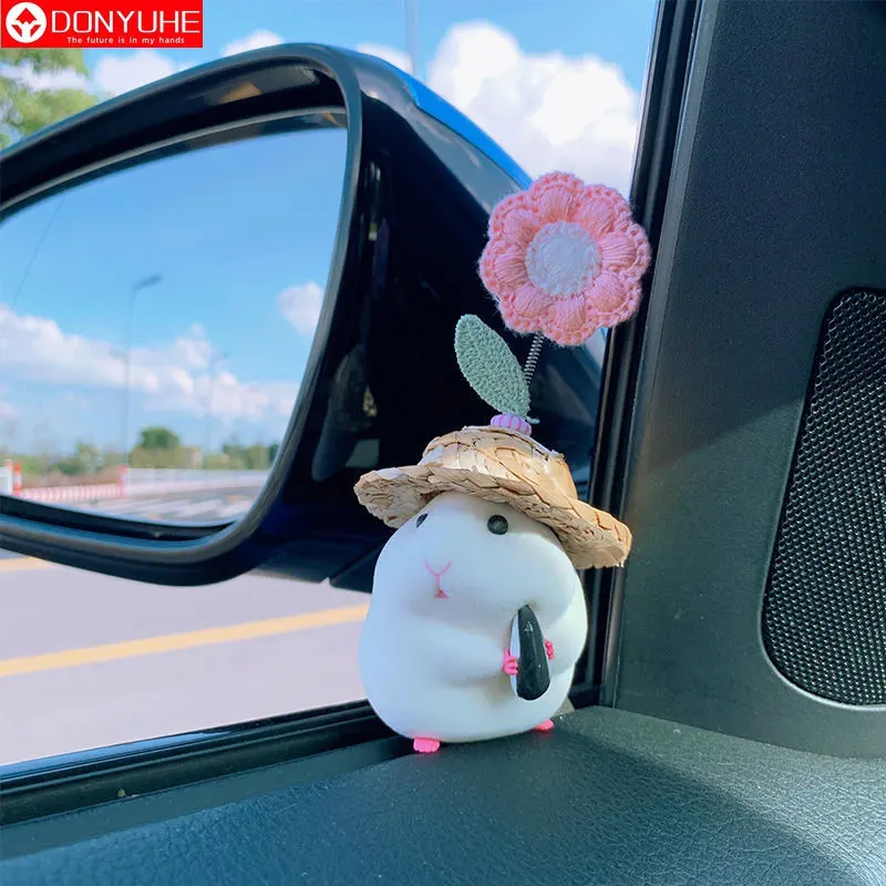 Car Decoration Straw Hat Food Hamster Window Center Console Decoration Supplies Healing Cute Car Moe Internet Celebrities