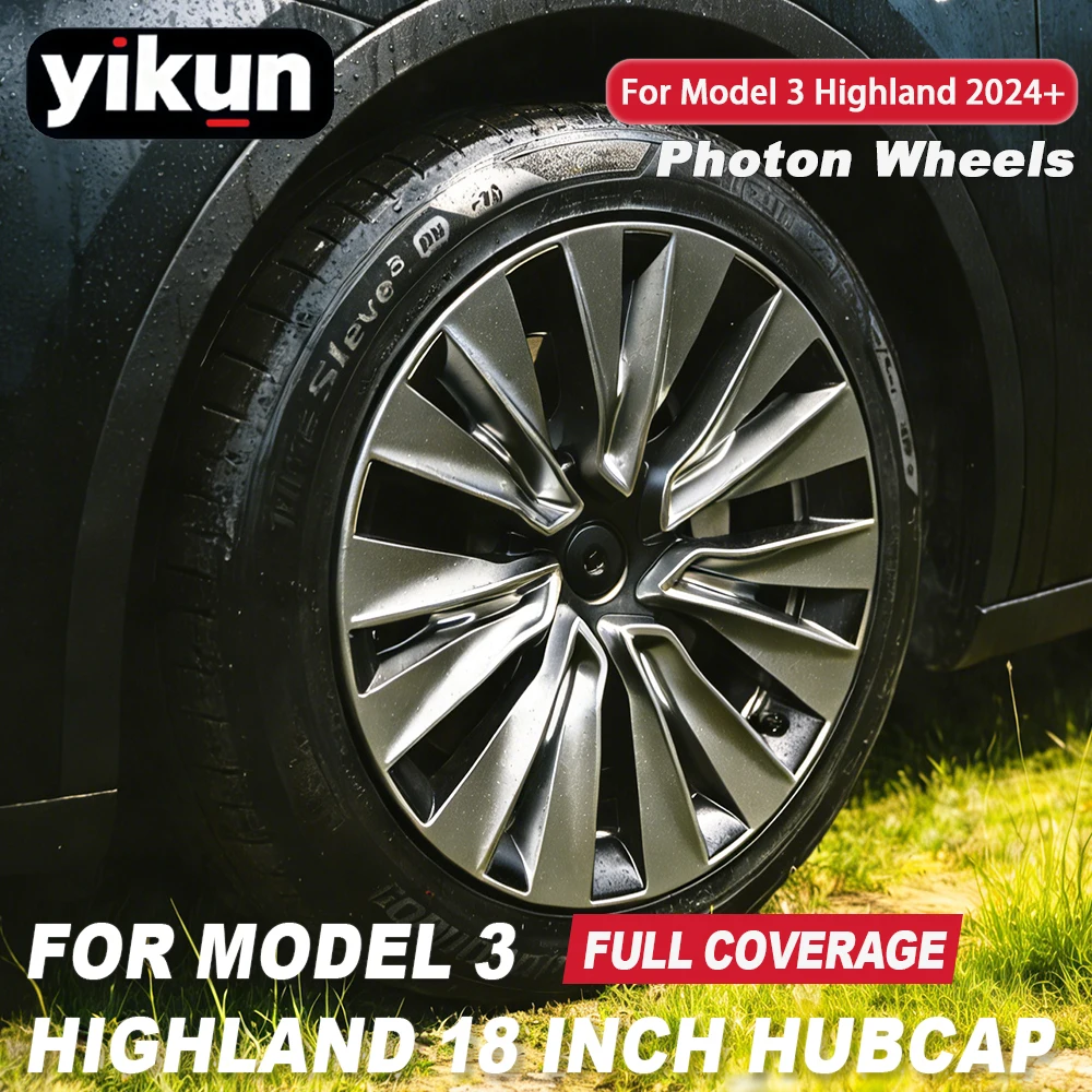 

4PCS HubCap 2025 for Tesla Model 3 Highland 18 Inch Performance Wheel Cover Replacement Automobile Full Rim Car Accessories 2024