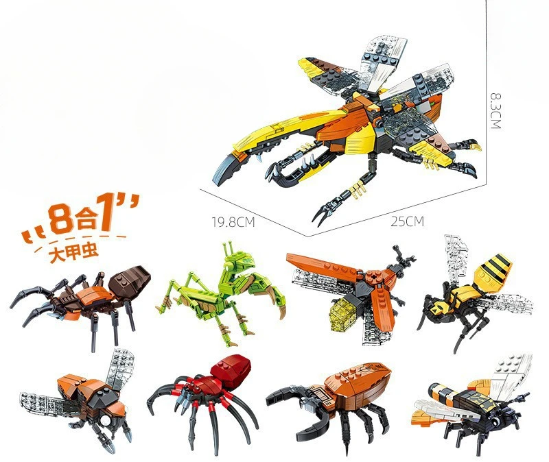 Insect Tales Simulatie Stapelblokken Grote Kever Vlinder Lieveheersbeestje Model Decor Speelgoed
