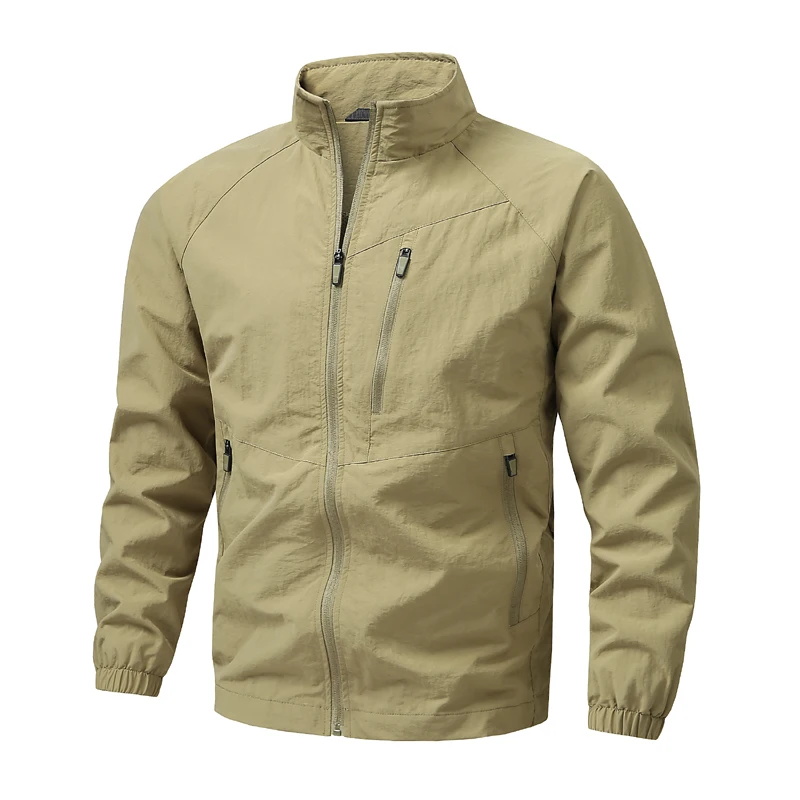 Spring Autumn Men Waterproof Cargo Multi Pocket Jacket Man Sports Outdoor Tactical Zip Coat Male Run Casual High Quality Jackets
