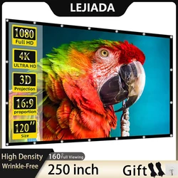 LEJIADA Projector Screen Soft High Density White Wrinkle-Free 250inch Portable Foldable Double Sided Screen Indoor Outdoor Movie