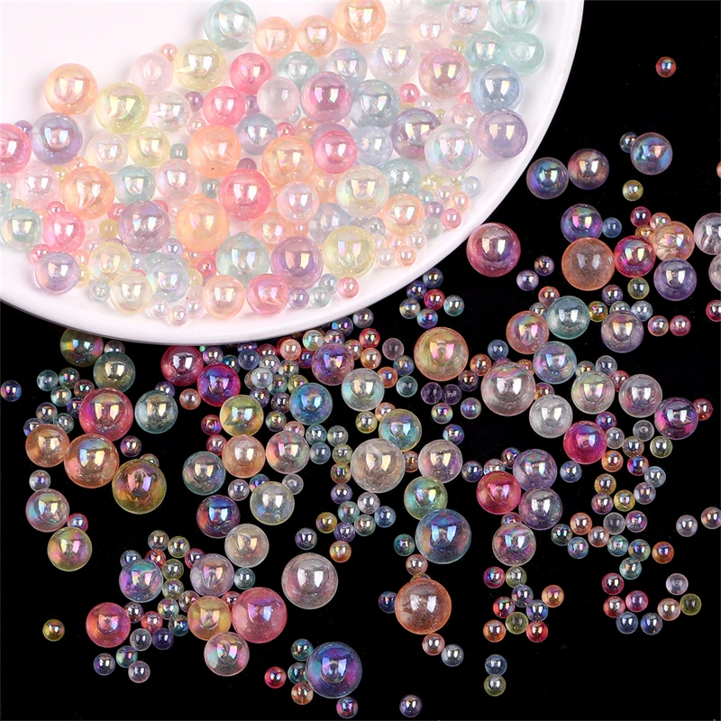 

4/6/8/10mm 30g/Lot Plastic Acrylic Non-hole Beads Magic Rainbow Bubble Beads for Necklac Bracelets Bead Jewlery Making