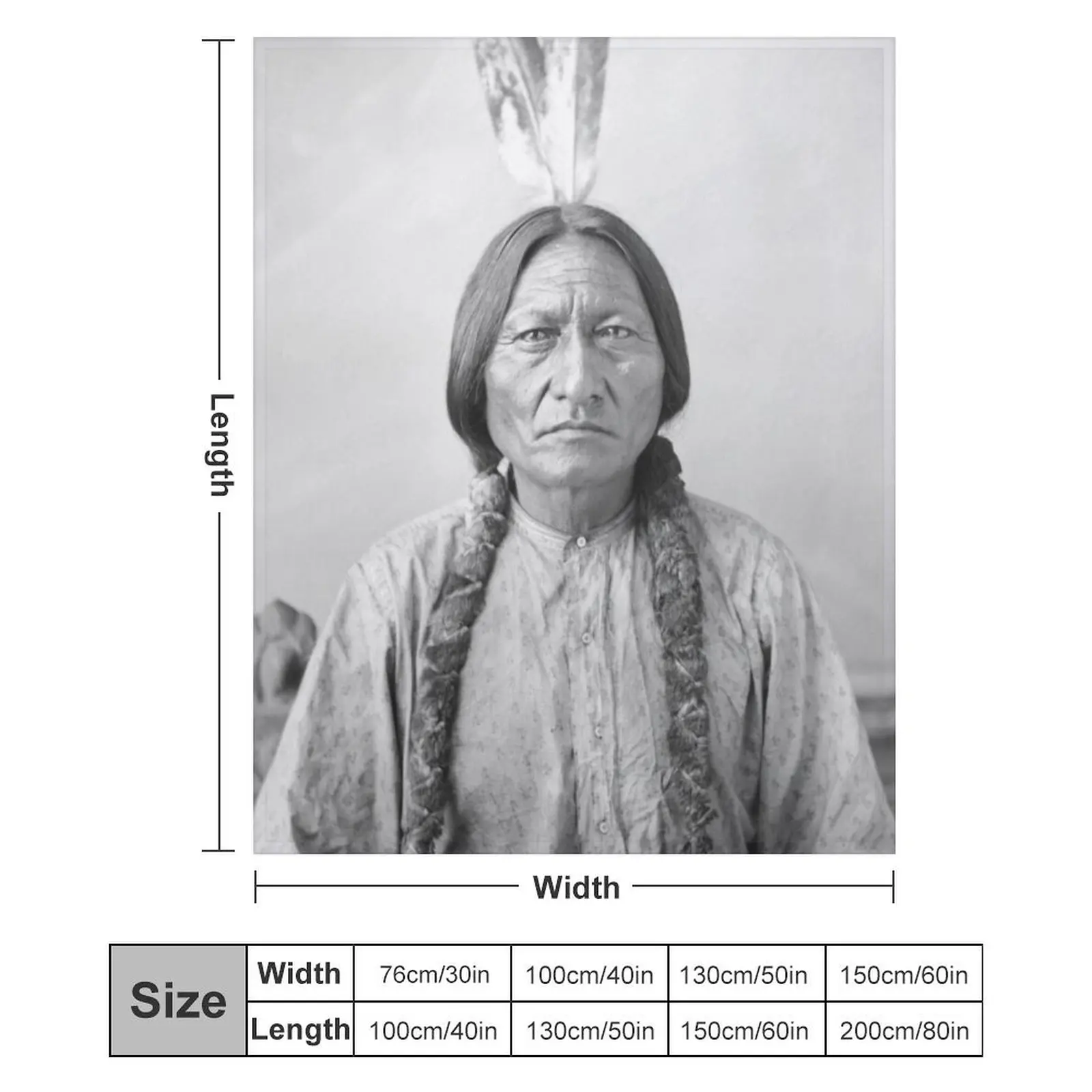 يجلس الثور Hunkpapa لاكوتا زعيم يقف روك الولايات المتحدة الأمريكية صورة السكان الأصليين أبيض وأسود HD عالية رمي بطانية