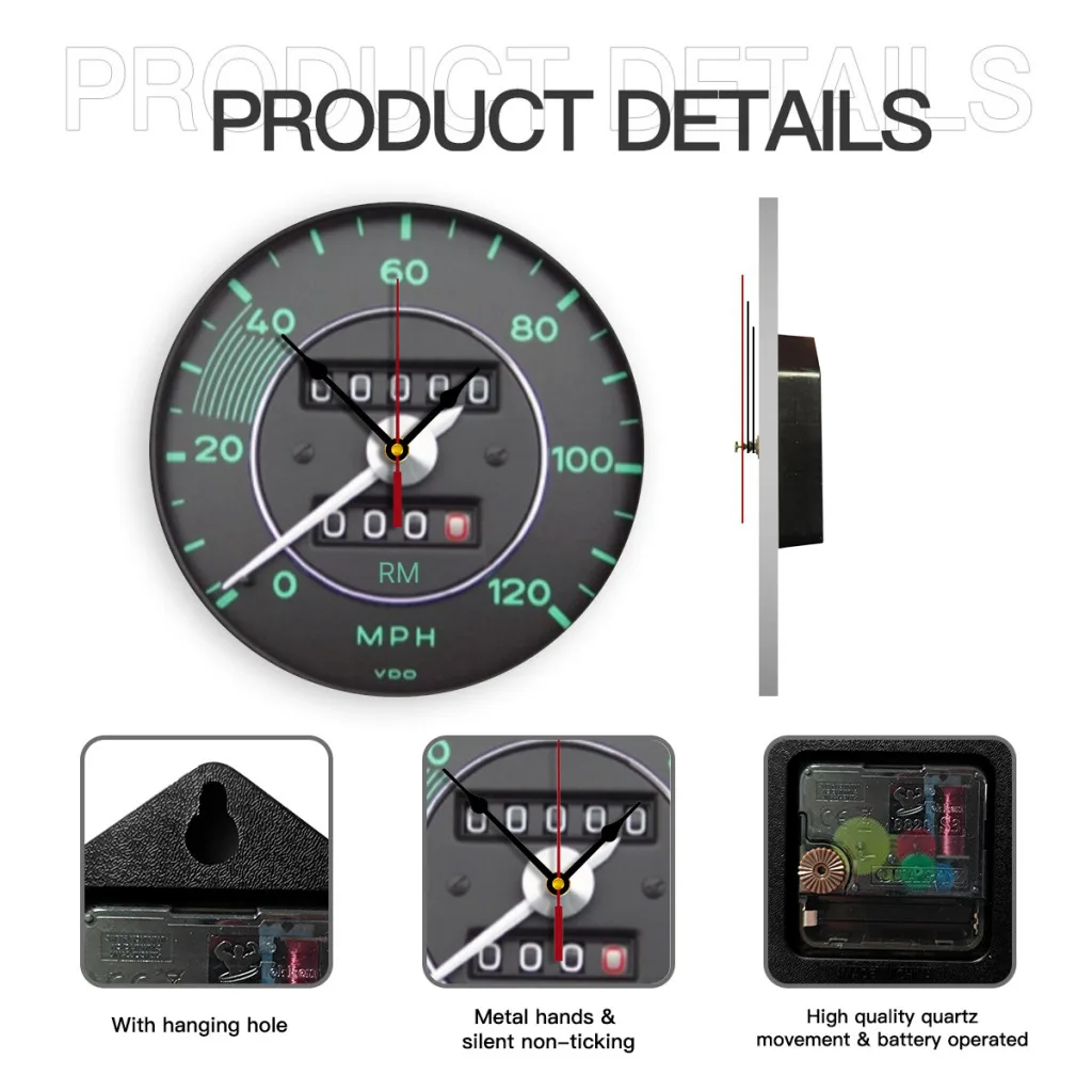 Porsche 356 Tachometer Wall Clock Modern 3D for Home Office Hotel Restaurant School Decoration