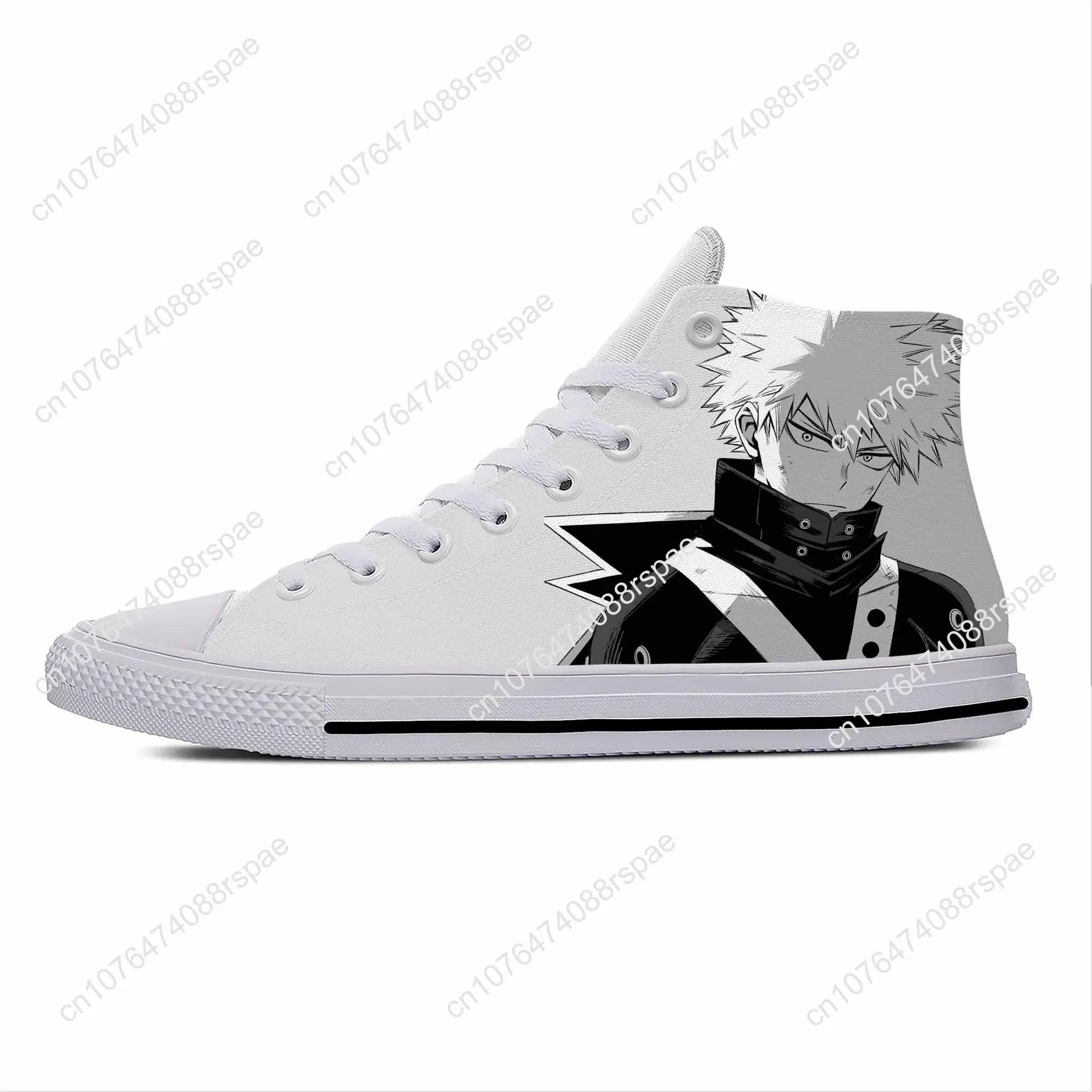 Anime Cartoon My Hero Academia Bakugou Katsuki Casual Cloth Shoes High Top Lightweight Breathable 3D Print Men Women Sneakers