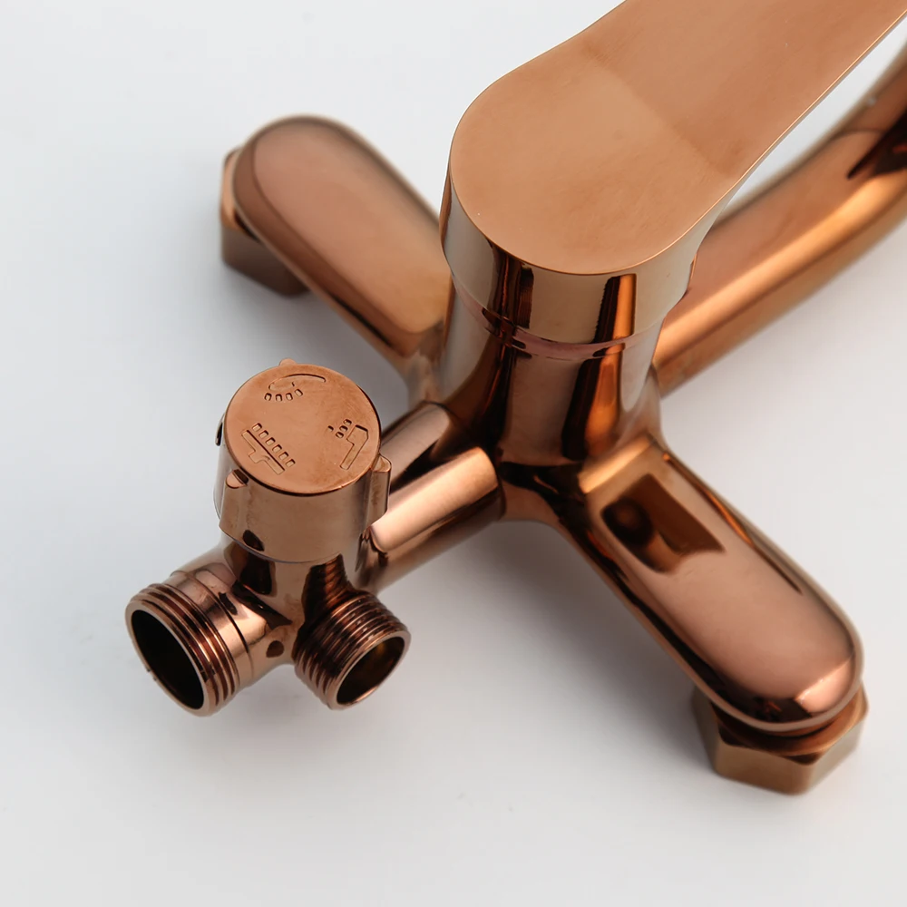 Imagem -04 - Jieni-luxury Rose Golden Shower Faucet Grupo Solid Brass Handle Bathroom Bathroom Mixer Rainfall Mão Chuveiro e Spray