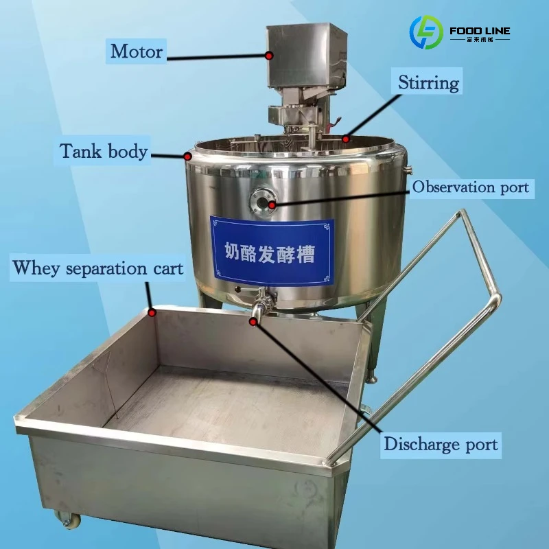 Cheese Fermentation Tank with A Whey Separation Trough for Improving The Efficiency Quality of Cheese Production FL Customized